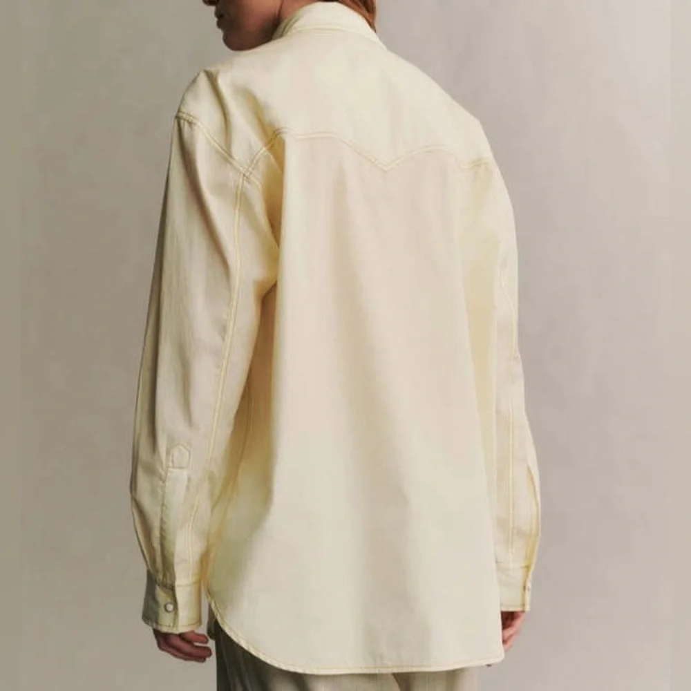 New TWP Dutton Stretch Cotton Button up Shirt Transparent Yellow Western XS S - Picture 2 of 12